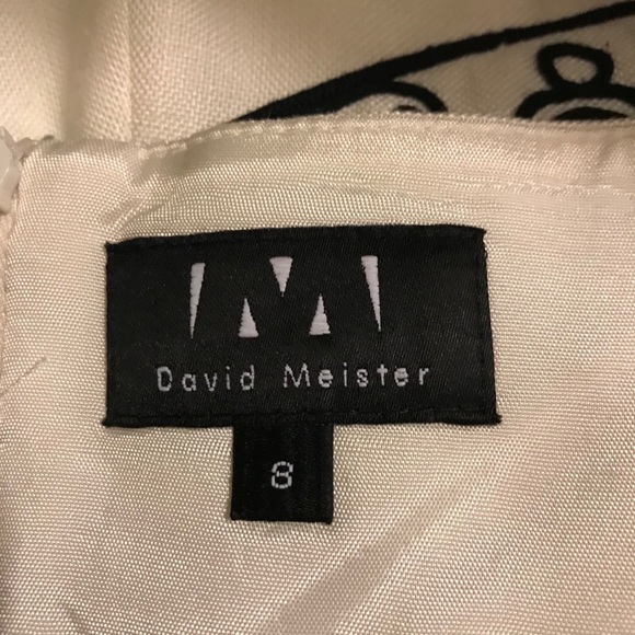 David Meister Ivory Black Embroidered Halter Dress - Picture 5 of 6